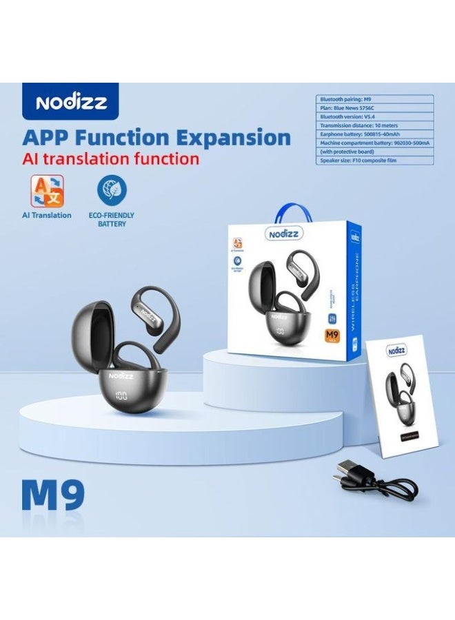 NODIZZ Local Stock M9 AI Wireless Earphones – Smart Translation, Noise Reduction, Hands-Free Bluetooth Headset