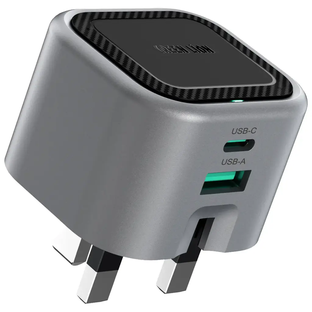 شاحن أخضر Lion Premium Series GaN UK Plug PD 35W - رمادي