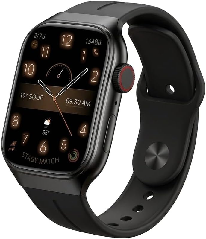 ساعة ذكية Smartbarry A63 - شاشة AMOLED منحنية عالية الدقة مقاس 2.2 بوصة - جهاز تتبع اللياقة البدنية مع معدل ضربات القلب وتشبع الأكسجين ومراقبة النوم - ساعة رياضية مقاومة للماء لأجهزة Android و iOS - أسود