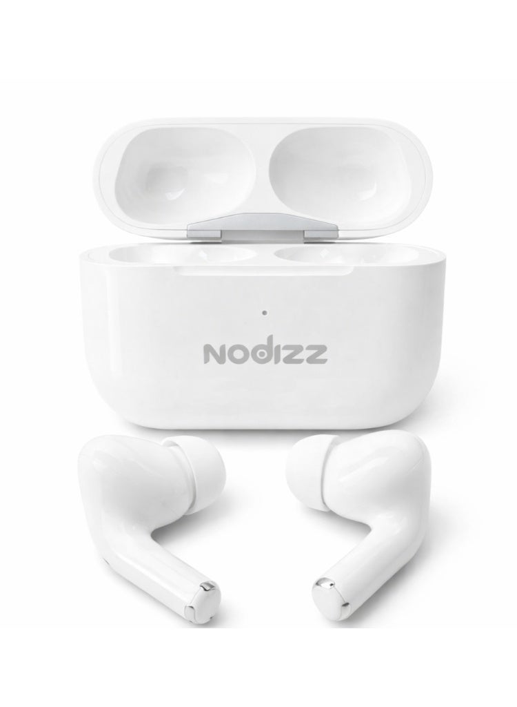 Nodizz DT05 True Wireless Earbuds, Bluetooth 5.4, TWS Earphones with Charging Case, Fast Charging, 10m Range, White