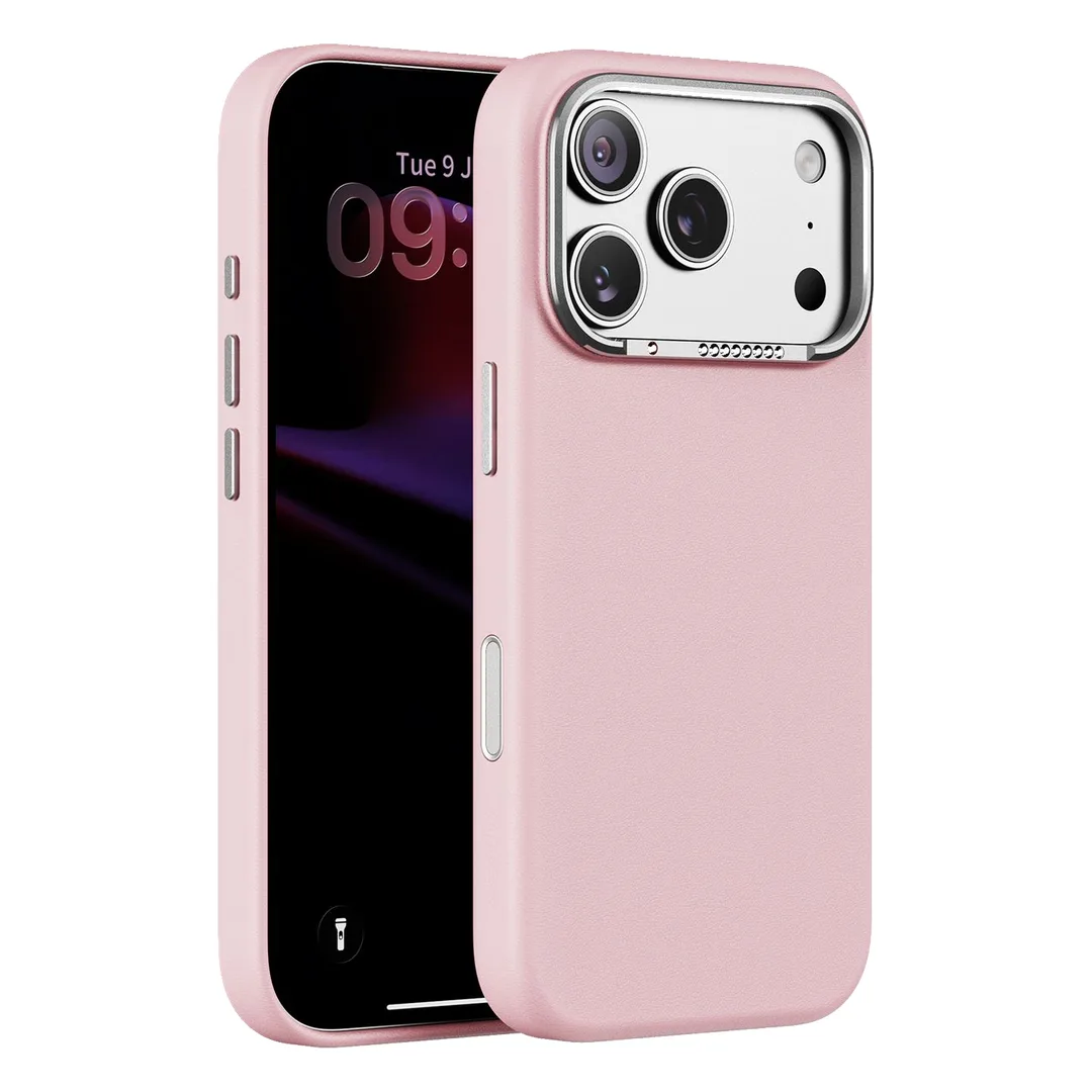 Green Lion Cortina PU Leather MagSafe Case Designed for iPhone 18/18 Pro Max | Crystal Camera Bezel Protective Cover with Metal Buttons & Ultra-Lightweight Shell - Pink