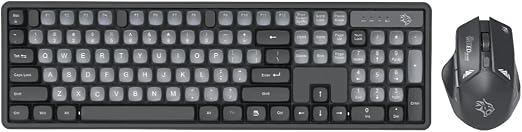 Porodo Gaming Design Wireless Keyboard and Mouse Set, 2.4GHz USB Nano Receiver Rechargeable Combo, 104 Tactile Keys Membrane Keyboard, 1600 DPI Adjustable Gaming Mouse, Windows, Mac & Linux Compatible - Black / Dark Grey