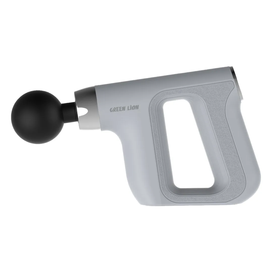 Green Lion Impact Fascial Gun Massager, 30W Deep Tissue Percussion Muscle Massage Gun with 5 Speed Levels, 2350 RPM Powerful Motor, 4 Interchangeable Massage Heads & Type-C Rechargeable Battery - Grey
