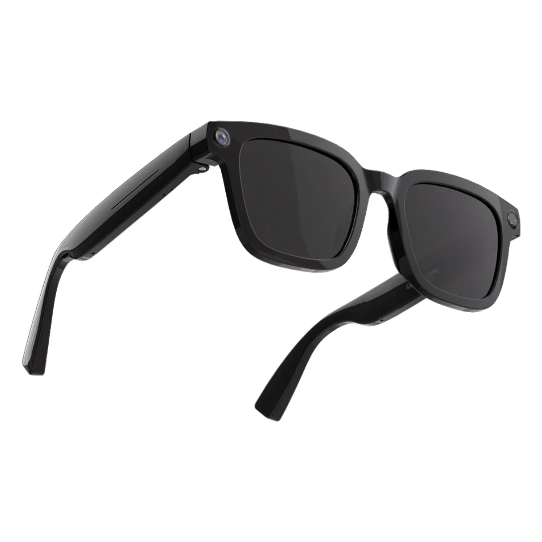 Green Lion Denver AI Smart Glasses with HD 1200P Video Recording Camera, Bluetooth V5.3 Smart Eyewear with AI Voice Assistant, Interchangeable Anti-Blue Light & Transparent UV400 Lenses, Real-Time Translation - Black