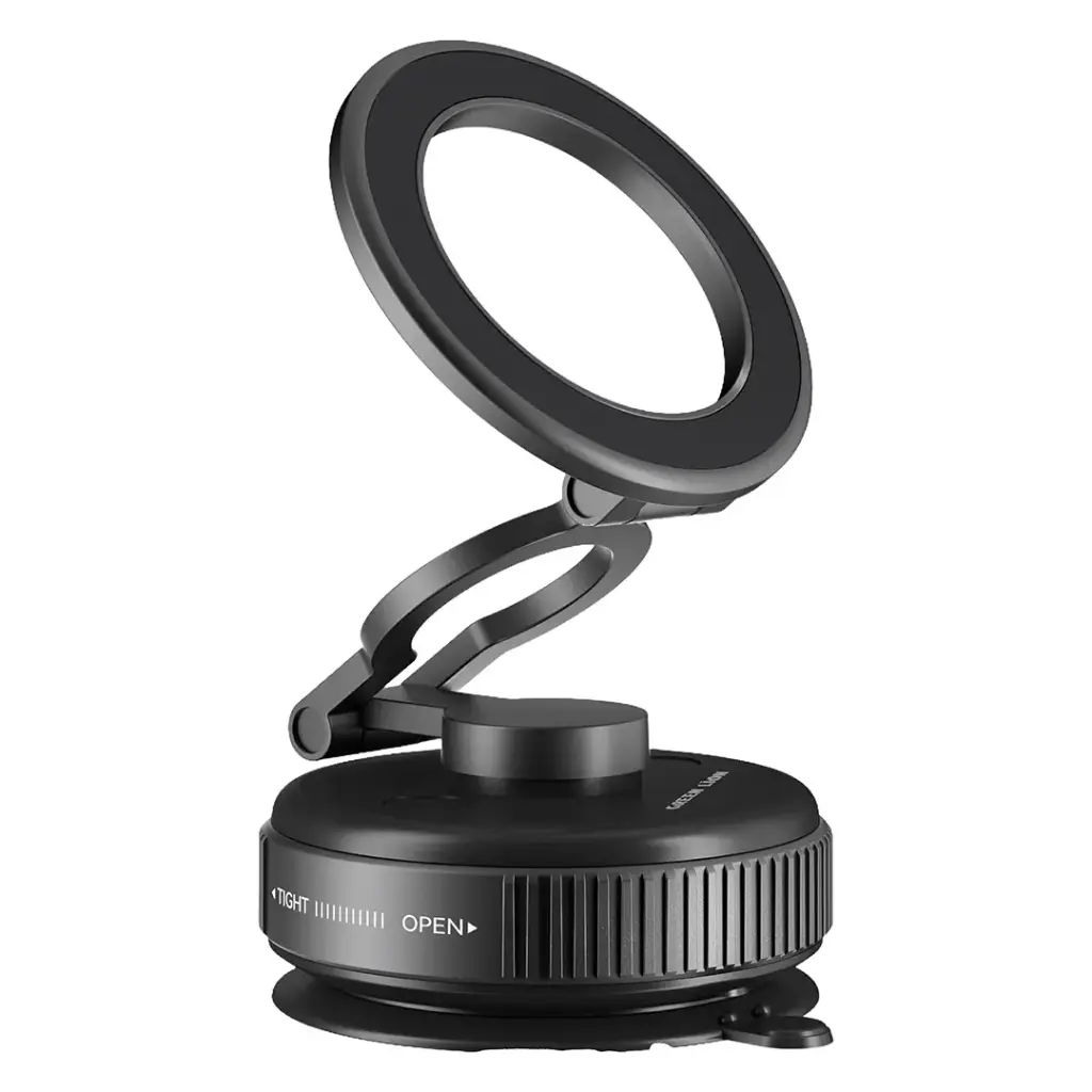 Green Lion GX-40 MagSafe Suction Phone Holder, Heavy Duty Car Mount with Strong Vacuum Suction Cup, 20 Powerful N52 Magnets, 360° Rotation Folding Aluminum Alloy Arm, Universal Dashboard & Desk Cradle - Black