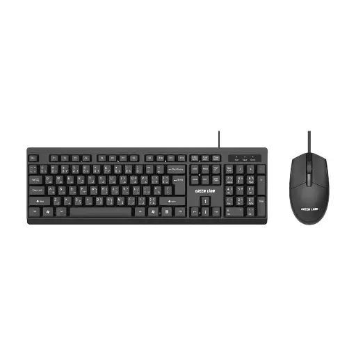 Green Lion GKM-100 Wired Keyboard and Mouse Combo, 104-Keys Full-Size Membrane Keyboard with 8 Million Keystrokes Life, 1000 DPI Ergonomic Optical Mouse, Non-Slip Base, 1.5M USB Cable, Wide Compatibility - Black