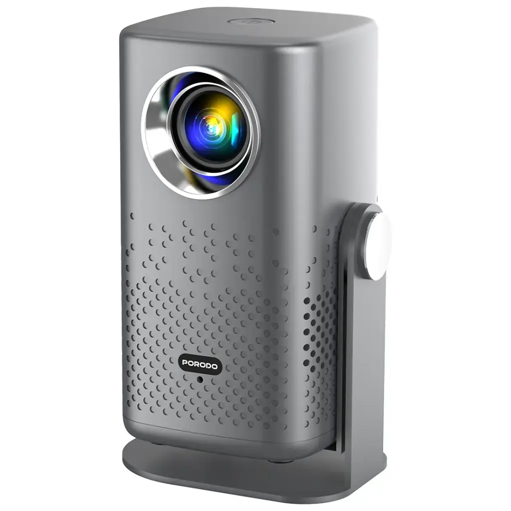 Porodo Lifestyle Gobo Portable Air Projector, 1080P Full HD Smart Projector with Android 13, 150 ANSI Lumens, 3200mAh Battery (2H Playtime), Dual-Band Wi-Fi & Bluetooth - Grey