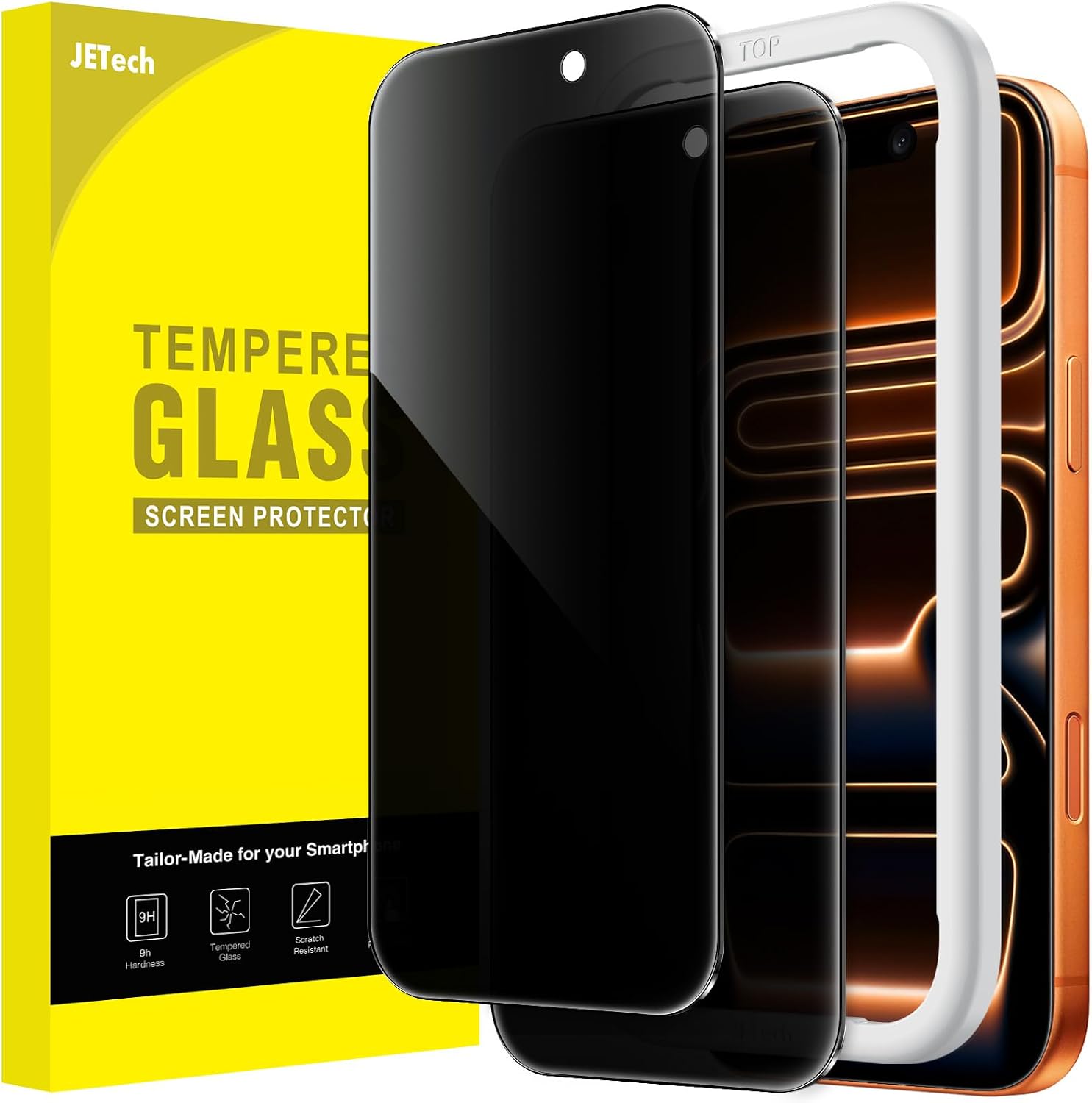 JETech Privacy Screen Protector for iPhone 17 Pro Max – 2 Pack, Tempered Glass, Anti-Spy & Anti-Scratch