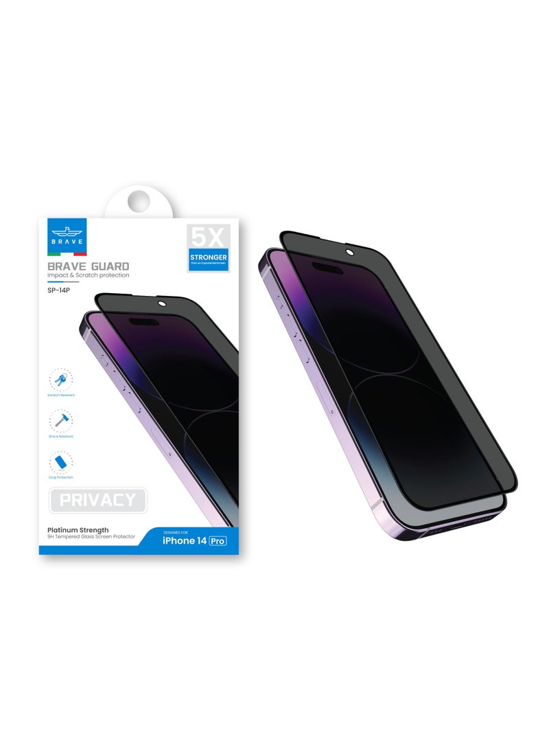 BRAVE Guard Ultra HD Clear Tempered Glass Screen Protector for iPhone 14 Pro (6.1-Inch), 9H Hardness, Full Coverage Impact & Scratch Protection Film with Easy Align Tray