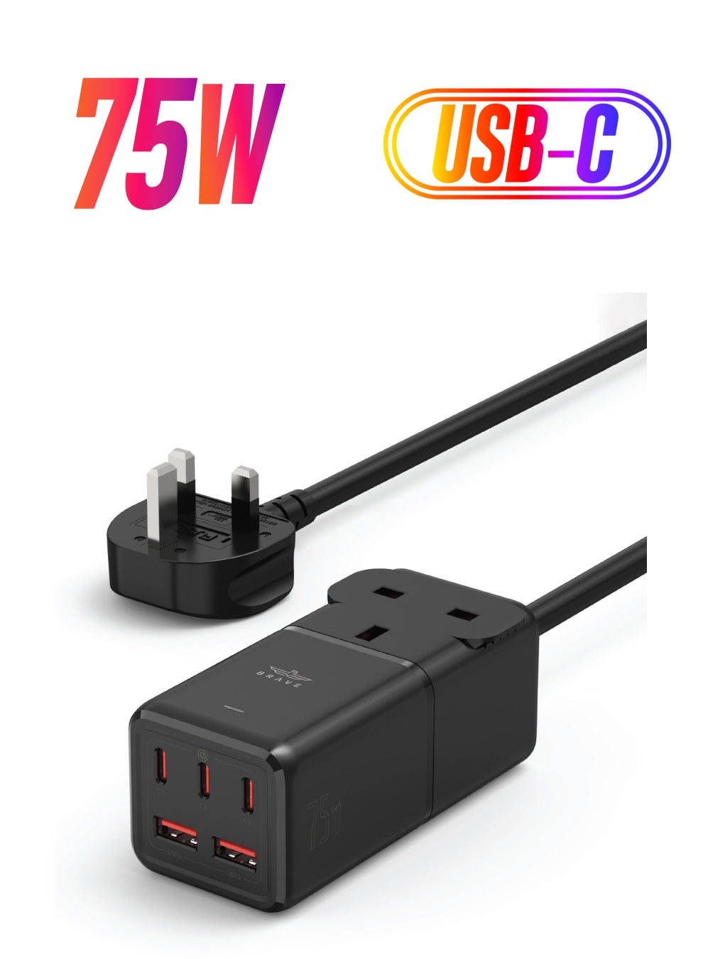 Brave Travel Desktop Power Strip 75W GaN Charger BTC-31