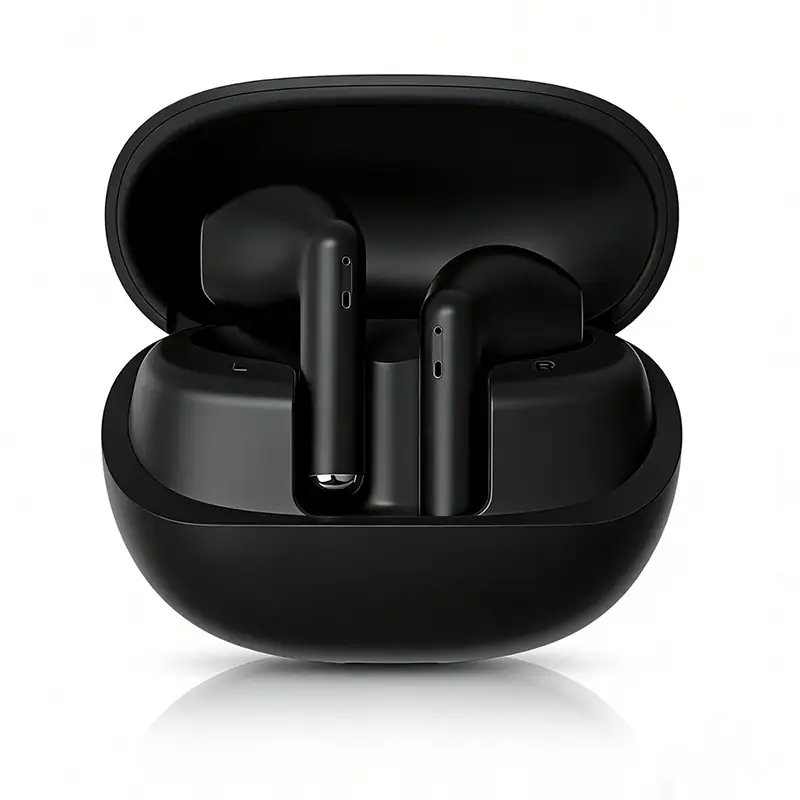 BRAVE E-34 Orbit Wireless Earphones Bluetooth 6.0, TWS Earbuds with Slide Volume Control, Deep Bass, 18H Playtime & Mic - Black