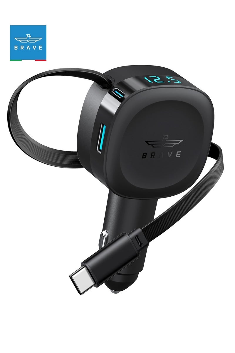شجاع BCC -28 60W شاحن سيارة مزدوج المنفذ مع قابل للسحب