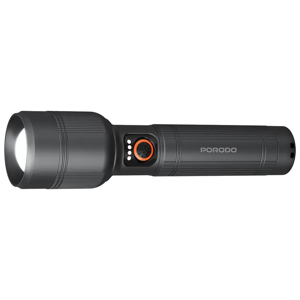 مصباح يدوي Porodo Lifestyle Lumalite 1200 قابل لإعادة الشحن - رمادي