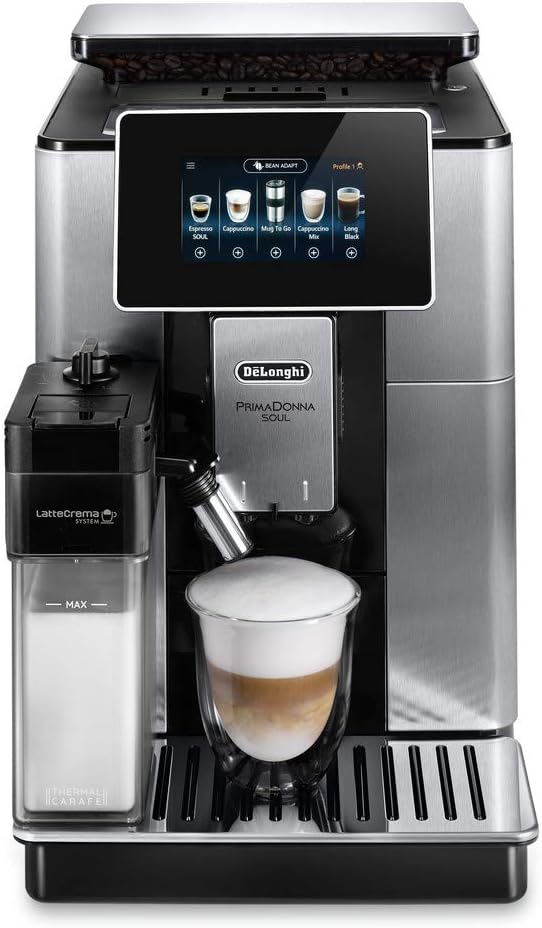 DeLonghi  Coffee Machine PRIMADONNA SOUL Fully Automatic Bean to Cup Coffee Machine, 20+ Functions, Ideal for Espresso, Americano, Cappuccino, Latte, Macchiato & Many More Coffee Recipes