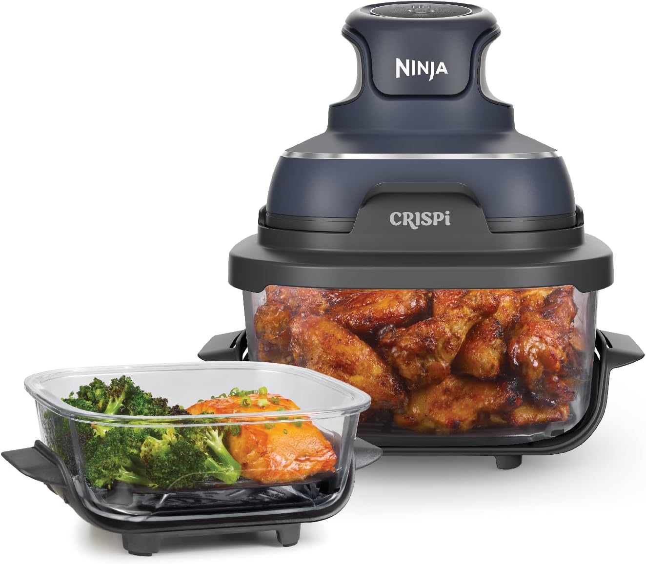 Ninja CRISPi Portable Air Fryer, 3.8L, 4-in-1: Air Fryer, Oven Roast, Keep Heat, Crisp, Compact for Convenient Storage, Two Removable Glass Containers and Lids, 1700 W