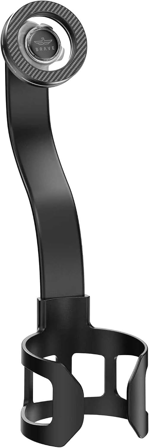 BRAVE 2-in-1 MagSafe Car Cup Holder Expander with Phone Mount | Magnetic Gooseneck Mobile Holder for Car | Fits Large Bottles & Tumblers | 360° Flexible Arm for iPhone 17 Pro Max - Black