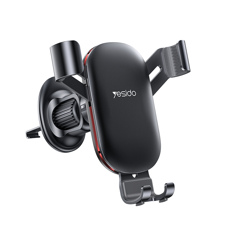 Yesido C243 Gravity Car Phone Holder - Premium Aluminum Alloy Air Vent Mobile Mount - Bionic Hawksbill Hook with Retractable Mechanical Clamping Design for 4.0 - 7.0 Inch Smartphones - Black