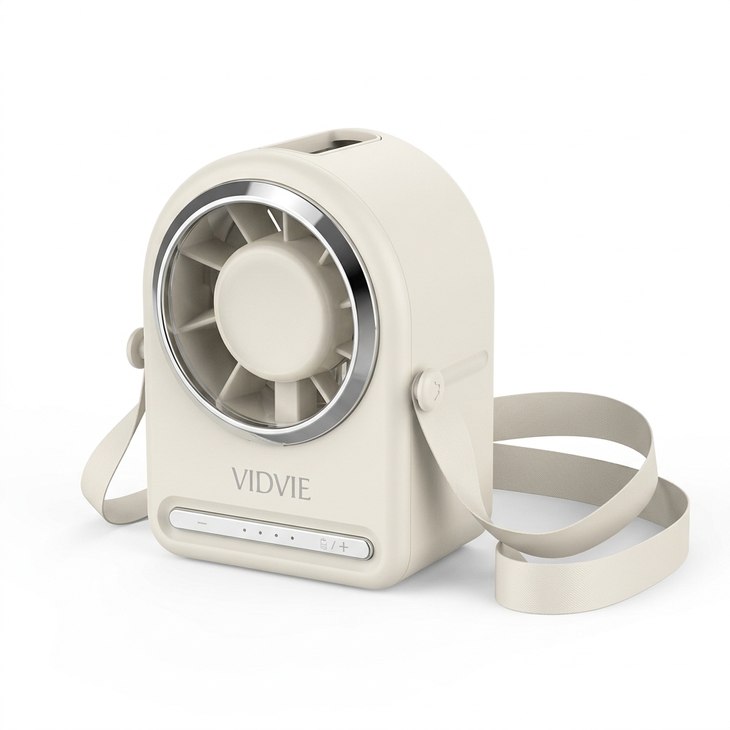 Vidvie FN09 Mini Neck Lanyard Fan, Rechargeable Hands-Free Portable Fan, Ultra-Lightweight with Adjustable Speeds, White
