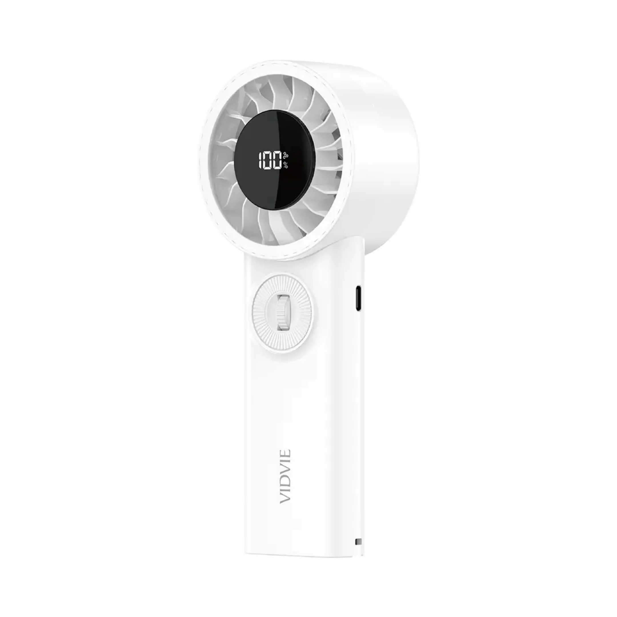 Vidvie FN06 Rechargeable Handheld Fan, 3600mAh Battery, Digital LED Display, Adjustable Wind Speeds, White
