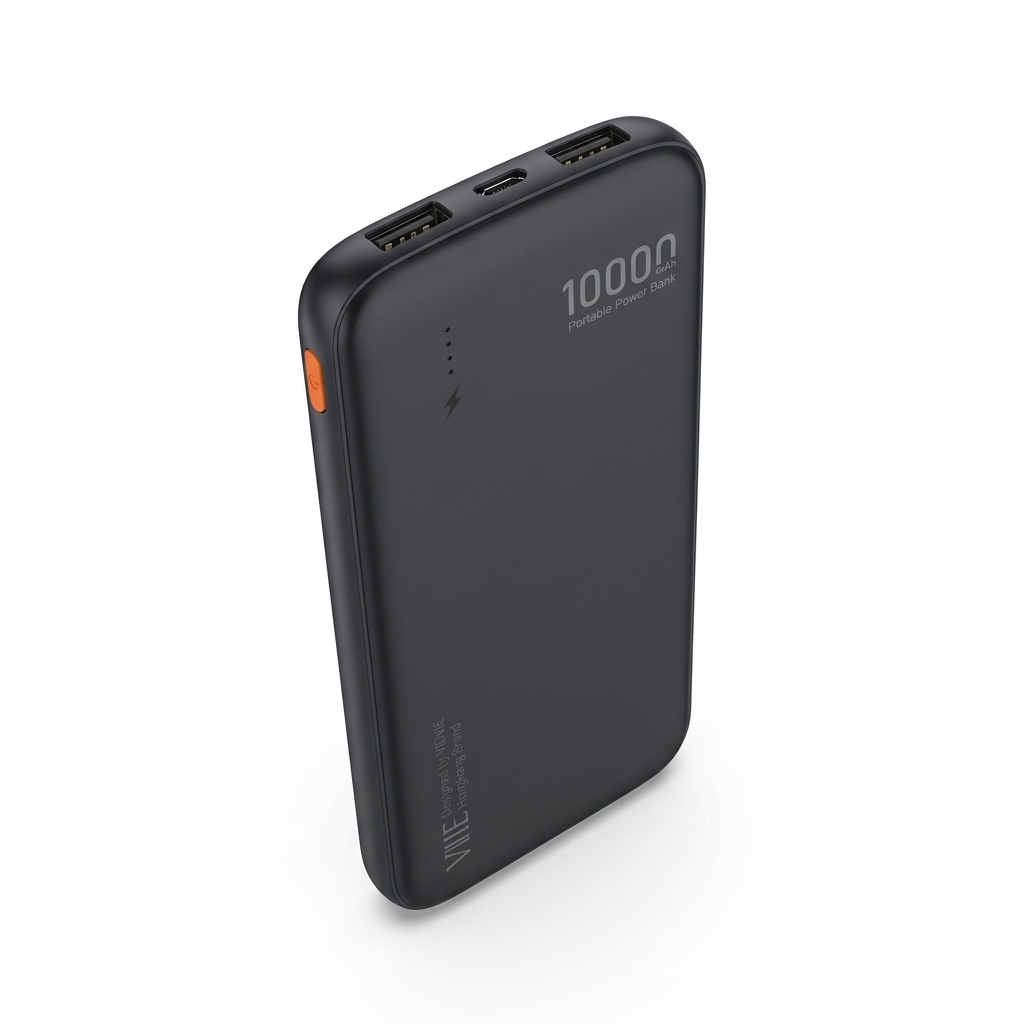 Vidvie 10000mAh Power Bank, Slim Portable Charger with Dual USB-A and USB-C Ports, LED Battery Indicator, Fast Charging External Battery for iPhone, Samsung, Huawei and Android Phones, Black, PB7012