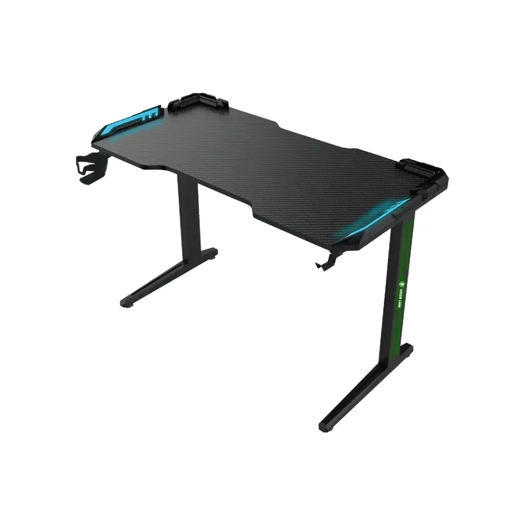 Green Lion RGB Gaming Desk with Remote-Controlled Lighting, Cup Holder, Phone Groove & 200kg Load Capacity - 120cm Black